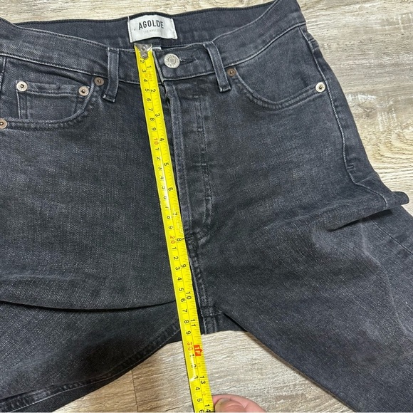 AGOLDE Nico High Rise Slim Fit Jeans in Cassette 25 Black Distressed - Picture 12 of 13